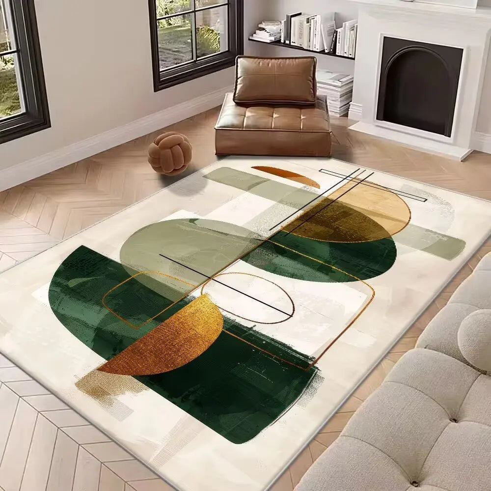 Modern abstract large area rug non-slip washable durable kids pets living room mat