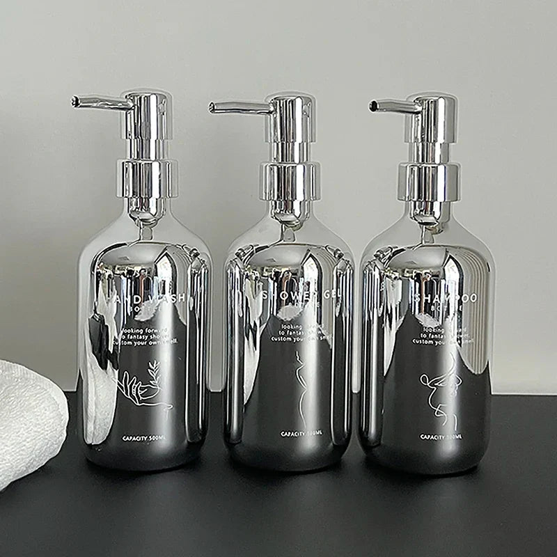 Lumora 500ml shower gel dispenser bath set polished electroplating PP exterior steady press pump