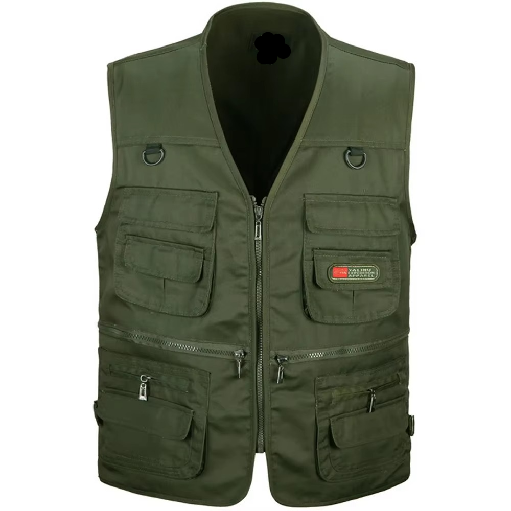 Men's lightweight outdoor fishing vest multi-pocket design with zippered pouches for hiking and travel