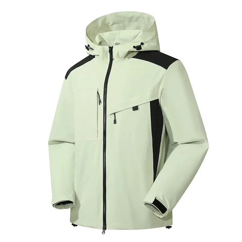 Men's insulated ski jacket with hood, streamlined cut, all-weather performance winter coat for slopes