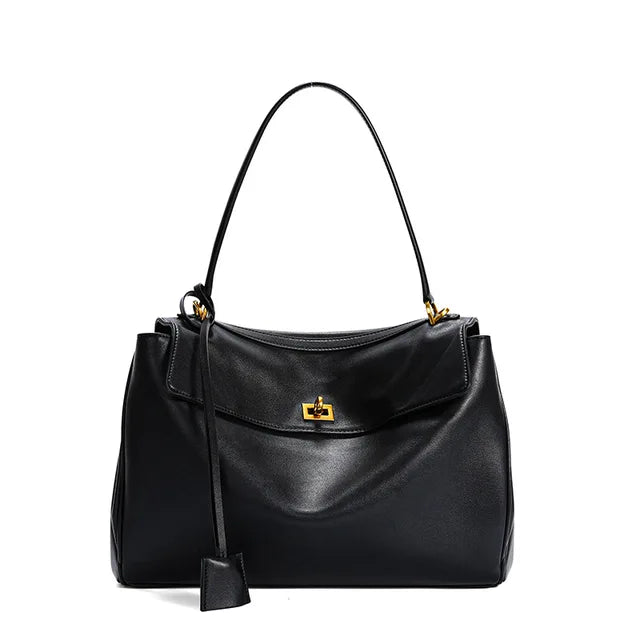 Banbury structured fold-over bag with turn-lock closure, sleek silhouette for work and weekend