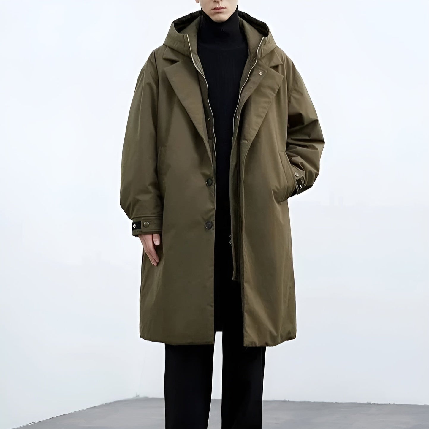 Brighton beige modern trench coat sharp collar windproof weather-resistant slim fit for professionals