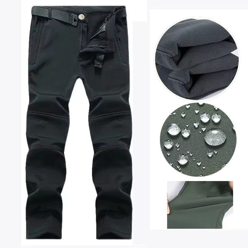 Men's waterproof softshell fleece hiking jacket, windproof slim fit with microfleece interior lining