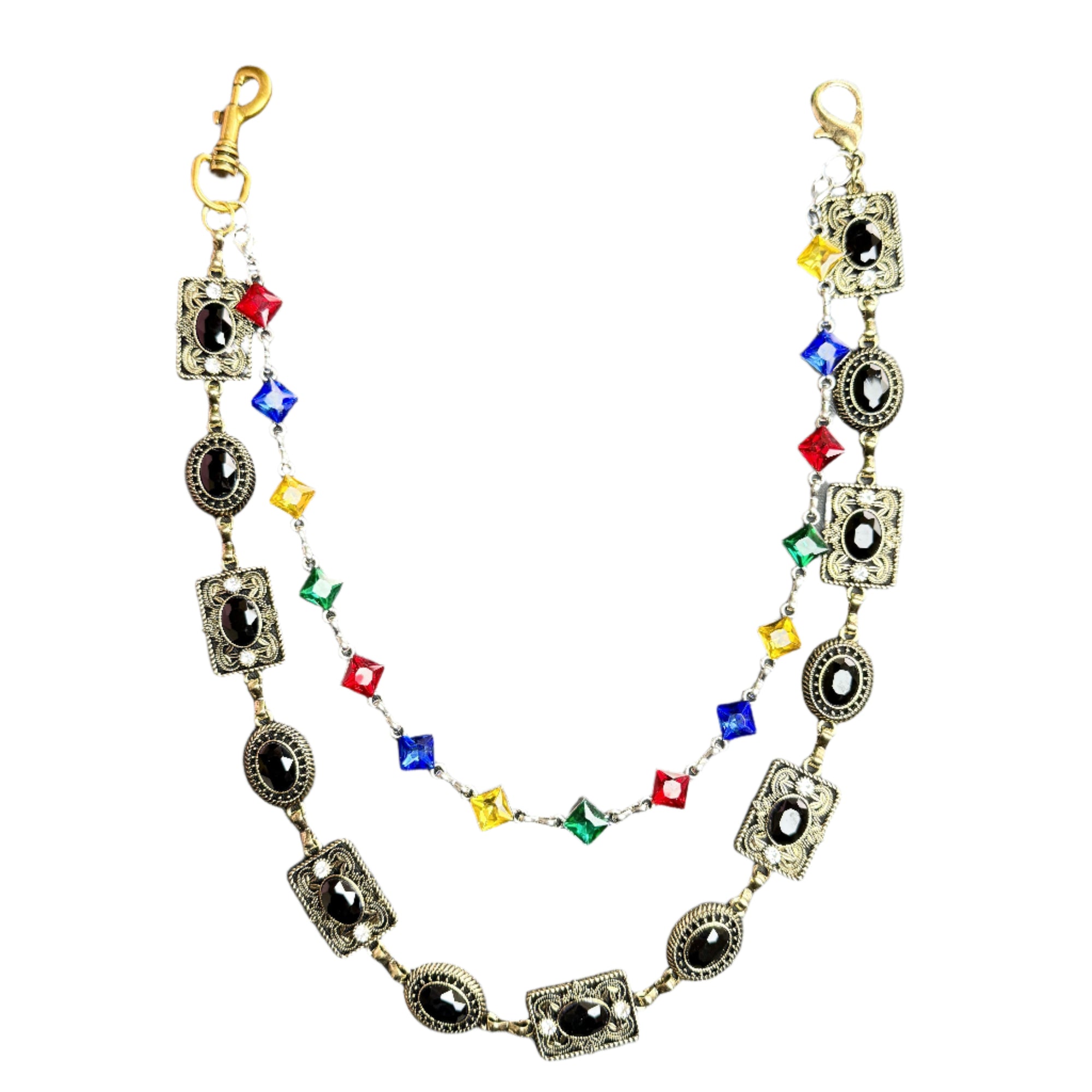 Aura Gem wallet chain with brilliant agate glass gemstones for fashion-forward men and women