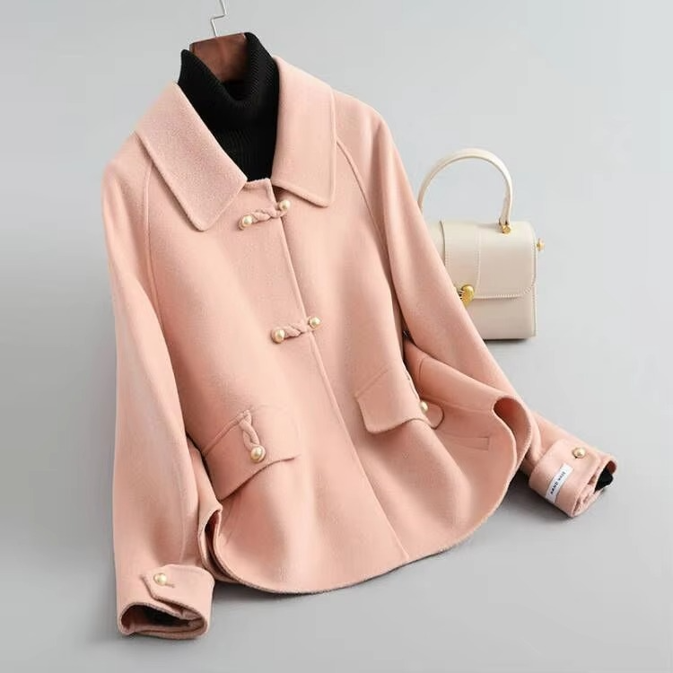 Black double-sided short wool coat women slim fit Korean style dual-wear elegant autumn winter