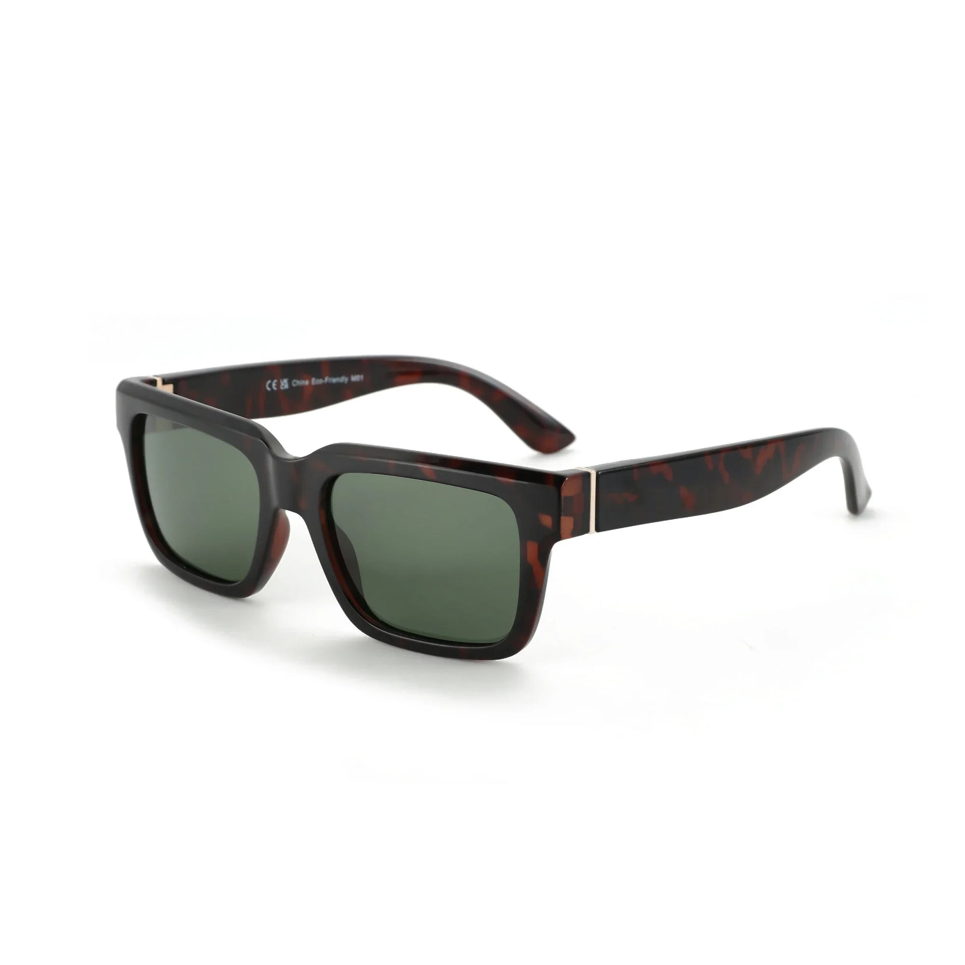 Zuniga bold chunky black frame polarized sunglasses UV400 gradient lens gold accent