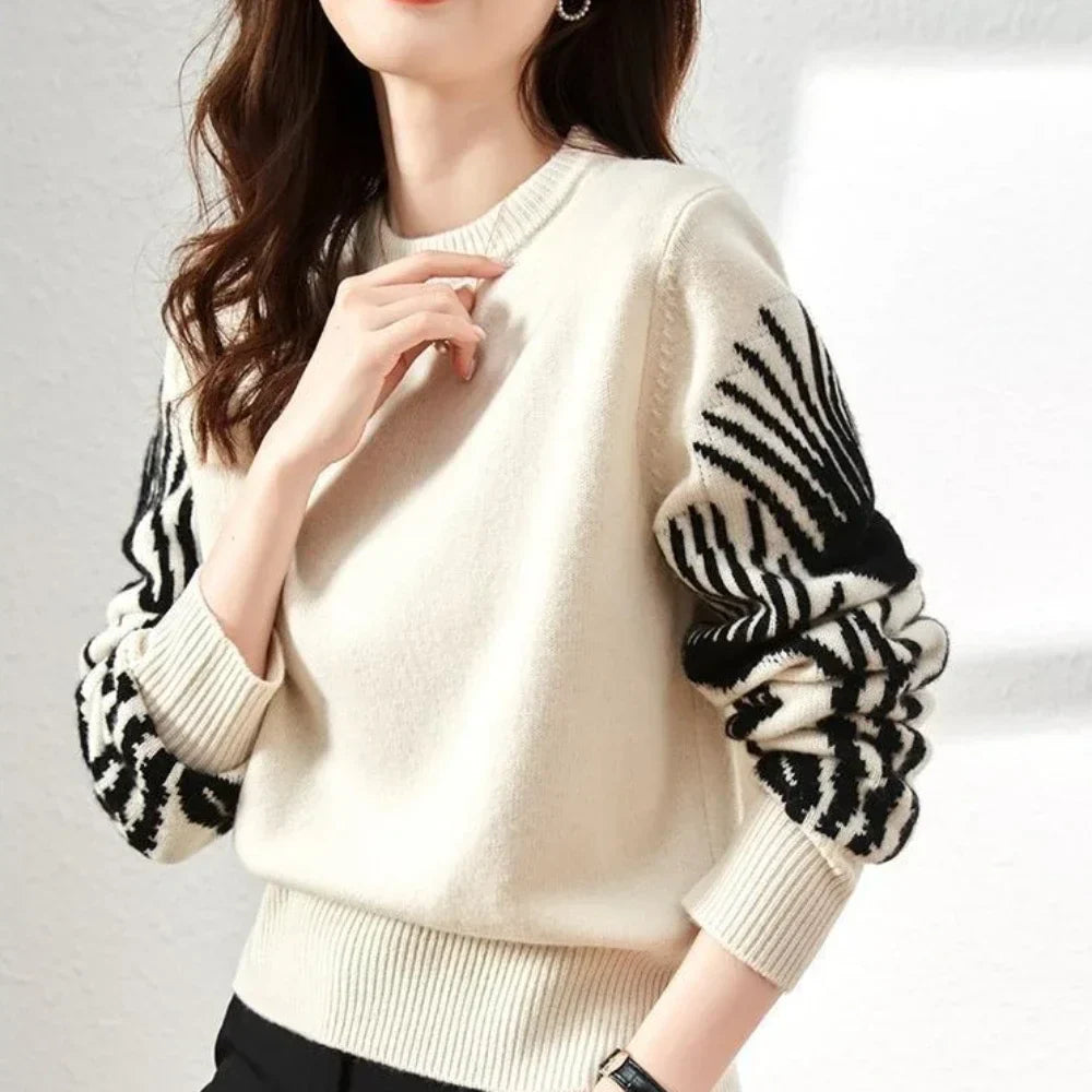 Soft knit sweater bold Y2K graphic print relaxed fit breathable fabric fashion-forward style