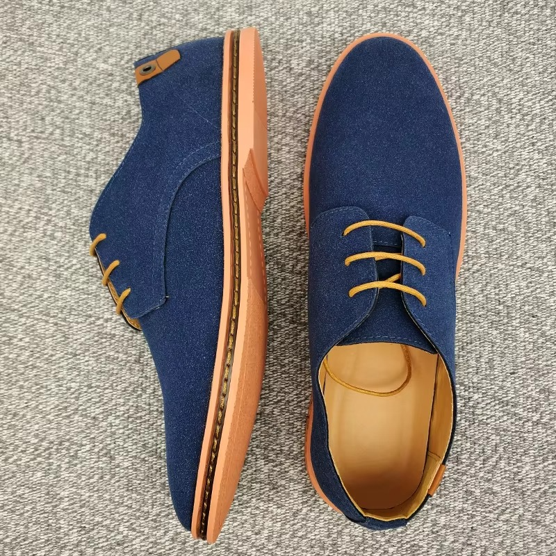 Men's suede leather Oxford casual sneakers in polished style with cushioned insole for all-day comfort