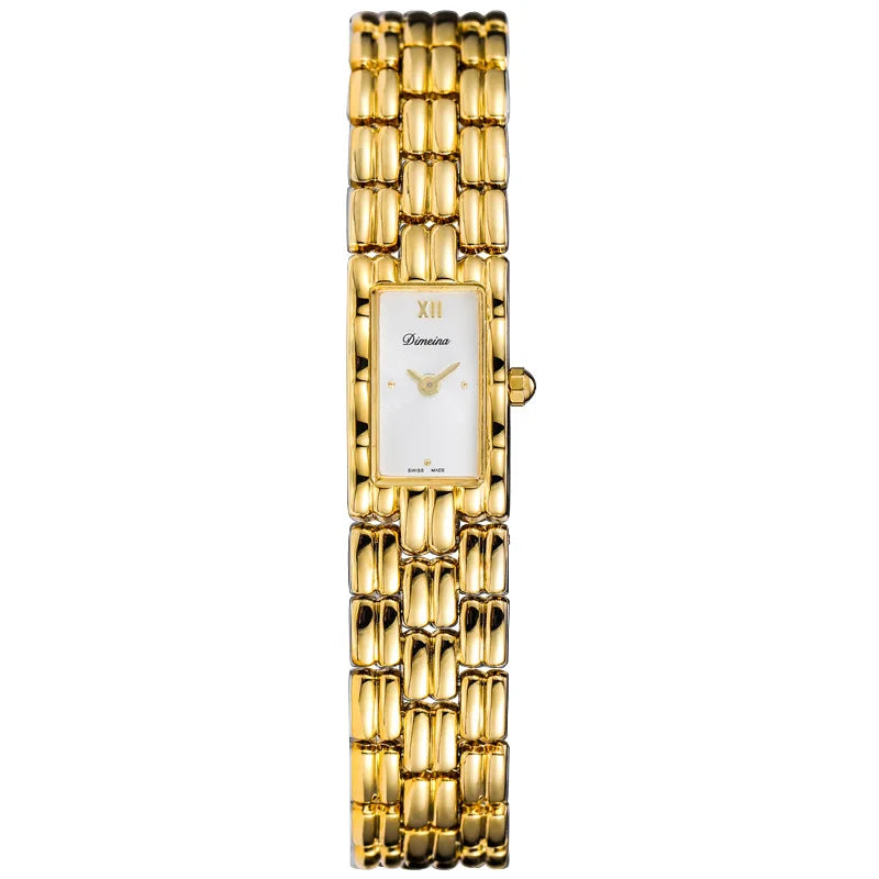 Isla women's gold rectangle watch Roman numeral dial elegant link bracelet formal timepiece