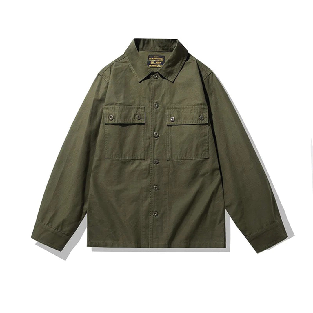 Tiger stripe camo cotton shirt jacket vintage workwear multi-pocket outdoor layer