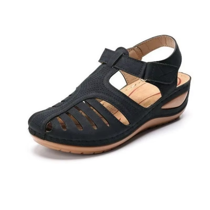 Women's orthopedic casual wedge flat sandals with bunion corrector support and cushioned sole