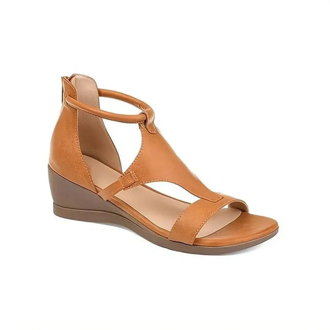 Women's orthopedic wedge sandals with ankle strap, cushioned insole, and arch support for all-day comfort