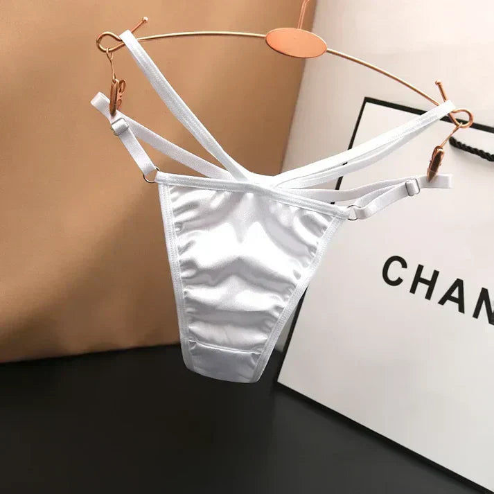 Women's soft breathable string thong lingerie in neutral tone, sleek everyday fit
