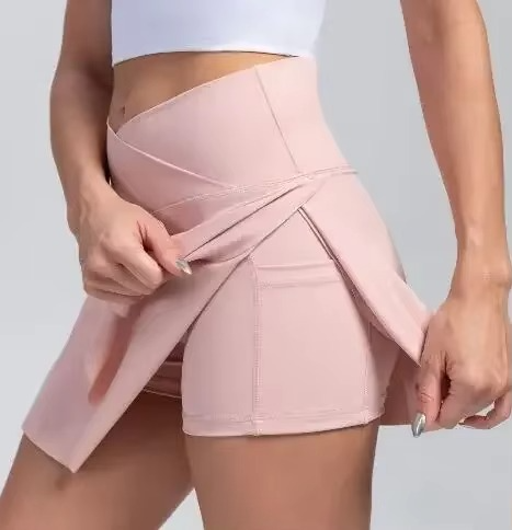 Women's high waist active tennis skirt with built-in shorts, pockets, compression fit for free movement