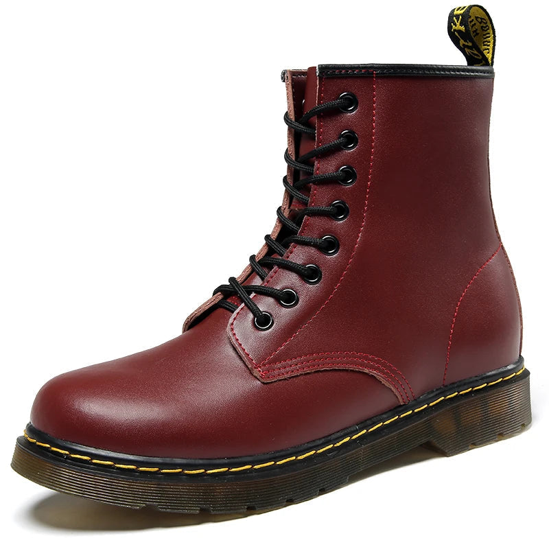 Men's black lace-up ankle boots chunky sole pull tab urban casual style all-day comfort