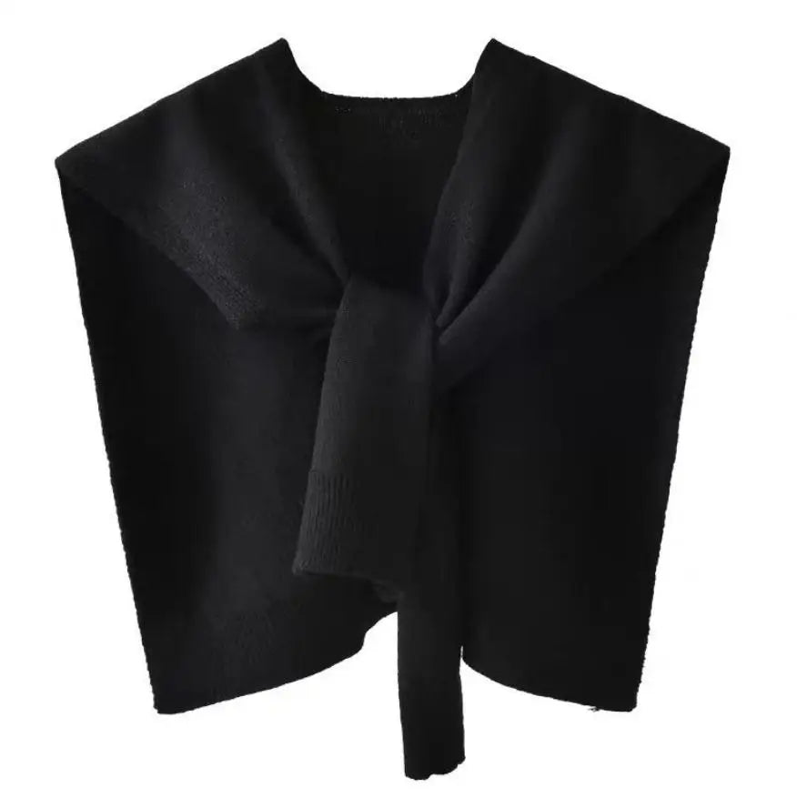 Women's cozy knitted scarf wrap with ribbed hem, sweater-inspired texture for versatile layering