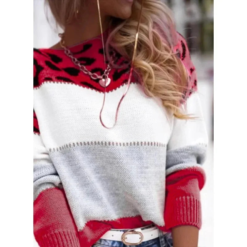 Women's cashmere turtleneck sweater color-block animal print design cozy winter luxurious warmth