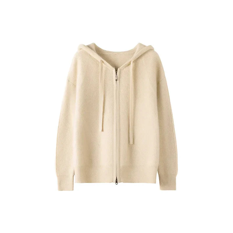 Pura unisex merino wool hoodie lightweight breathable diamond pattern detail neutral tone