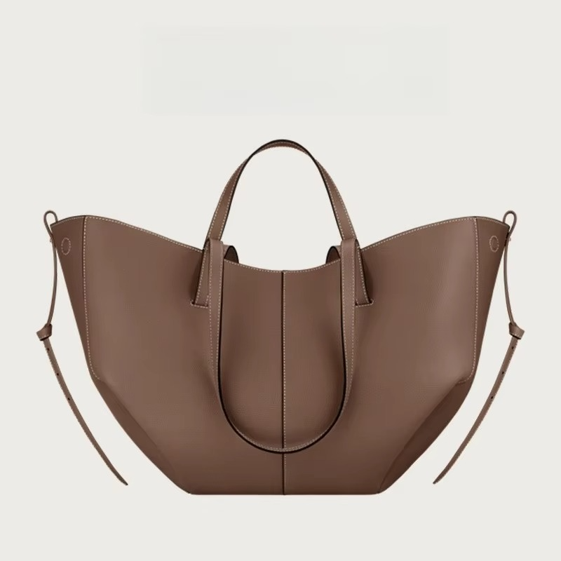 Women's black PU leather tote bag large capacity elegant winged design workday shoulder bag