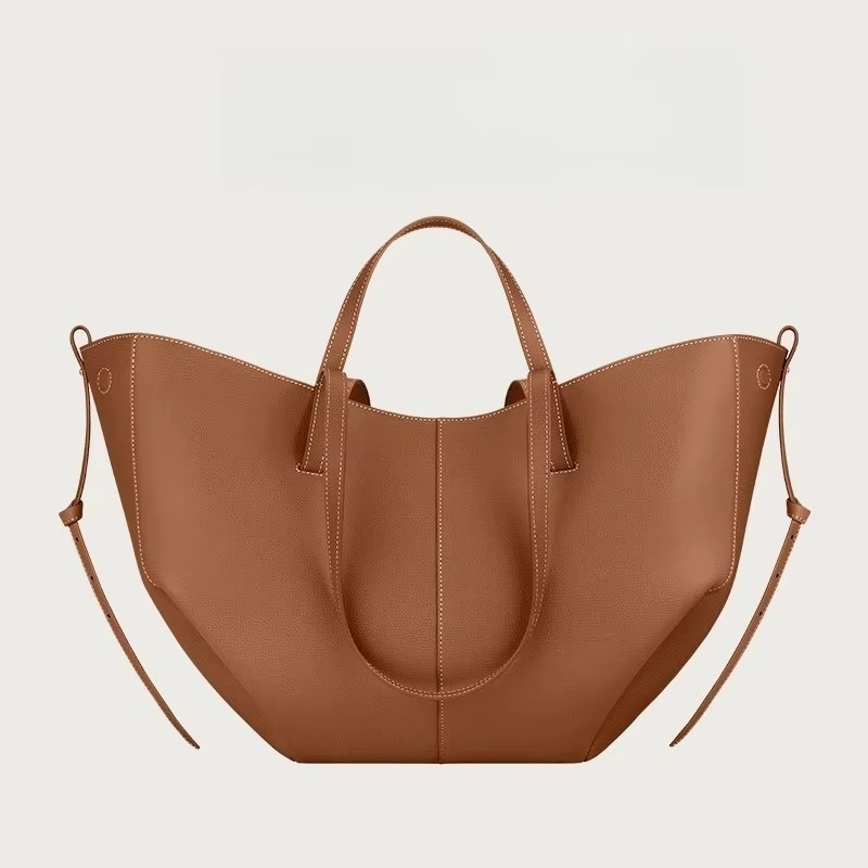 Women's black PU leather tote bag large capacity elegant winged design professional workday