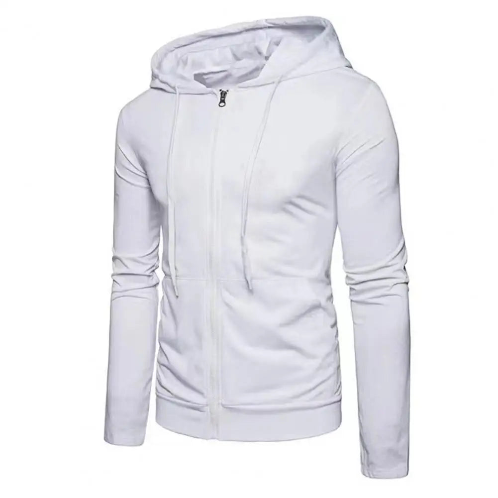 Men's classic zip-up street hoodie in urban style with full-length zipper for everyday warmth
