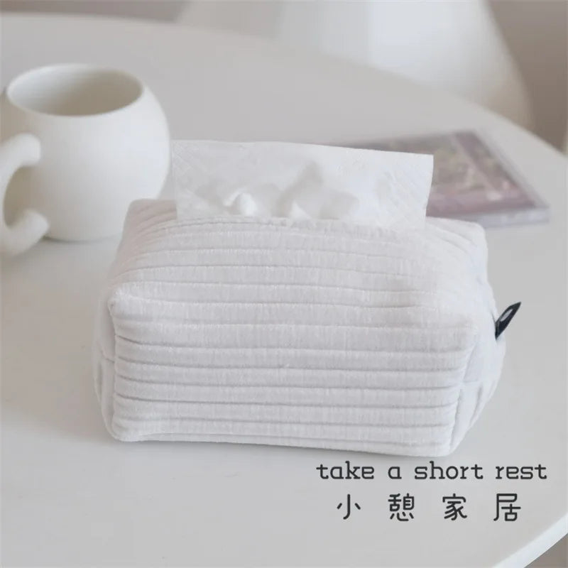 UrbannVibe jacquard corduroy tissue box cover warm textural accent for living rooms and bedrooms