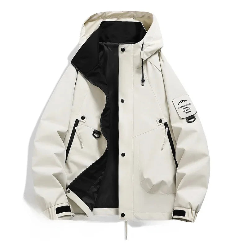 Unisex winter ski jacket half-zip hooded coat in versatile cold-weather modern silhouette