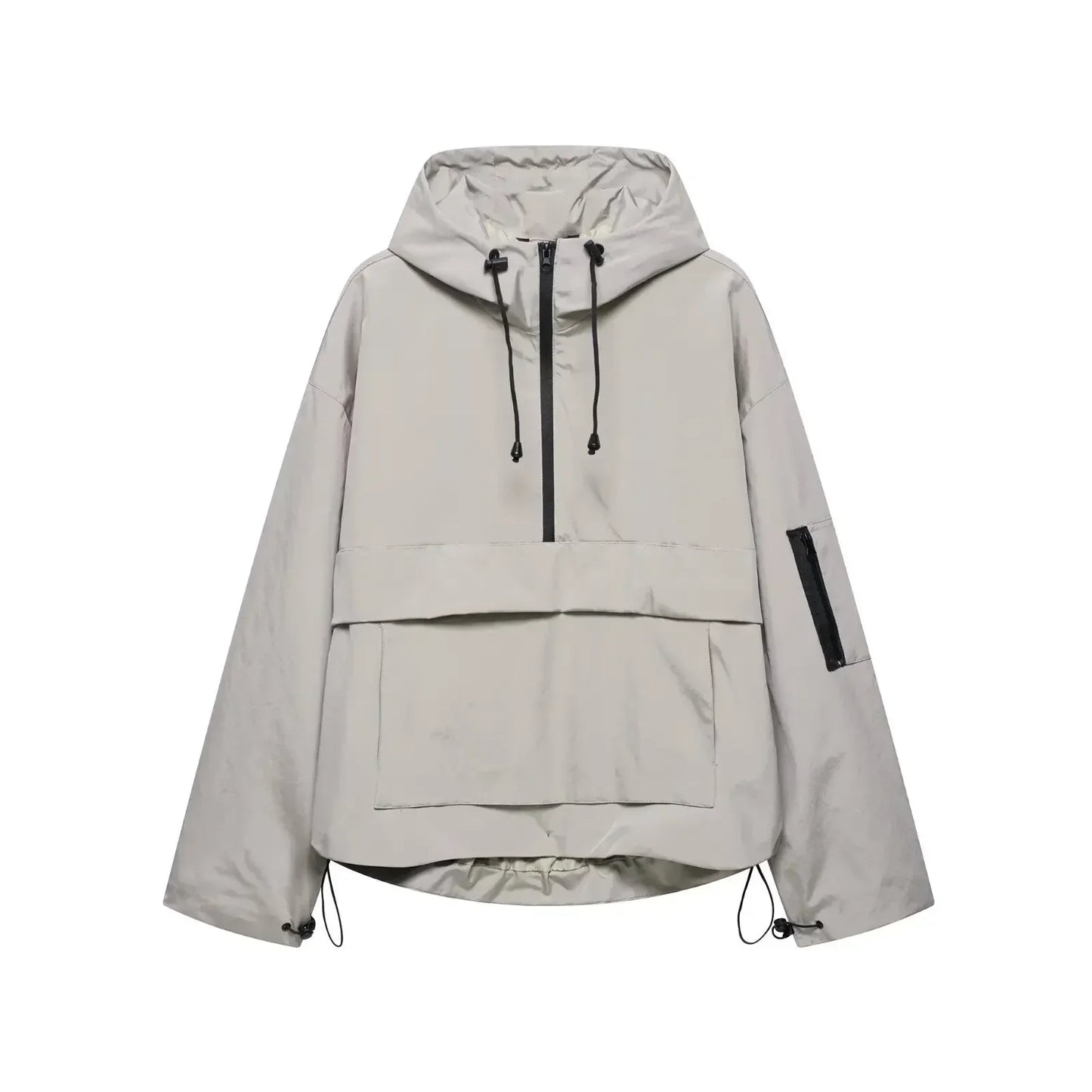Women's white minimal hooded ski jacket with structured fit and clean silhouette for easy layering