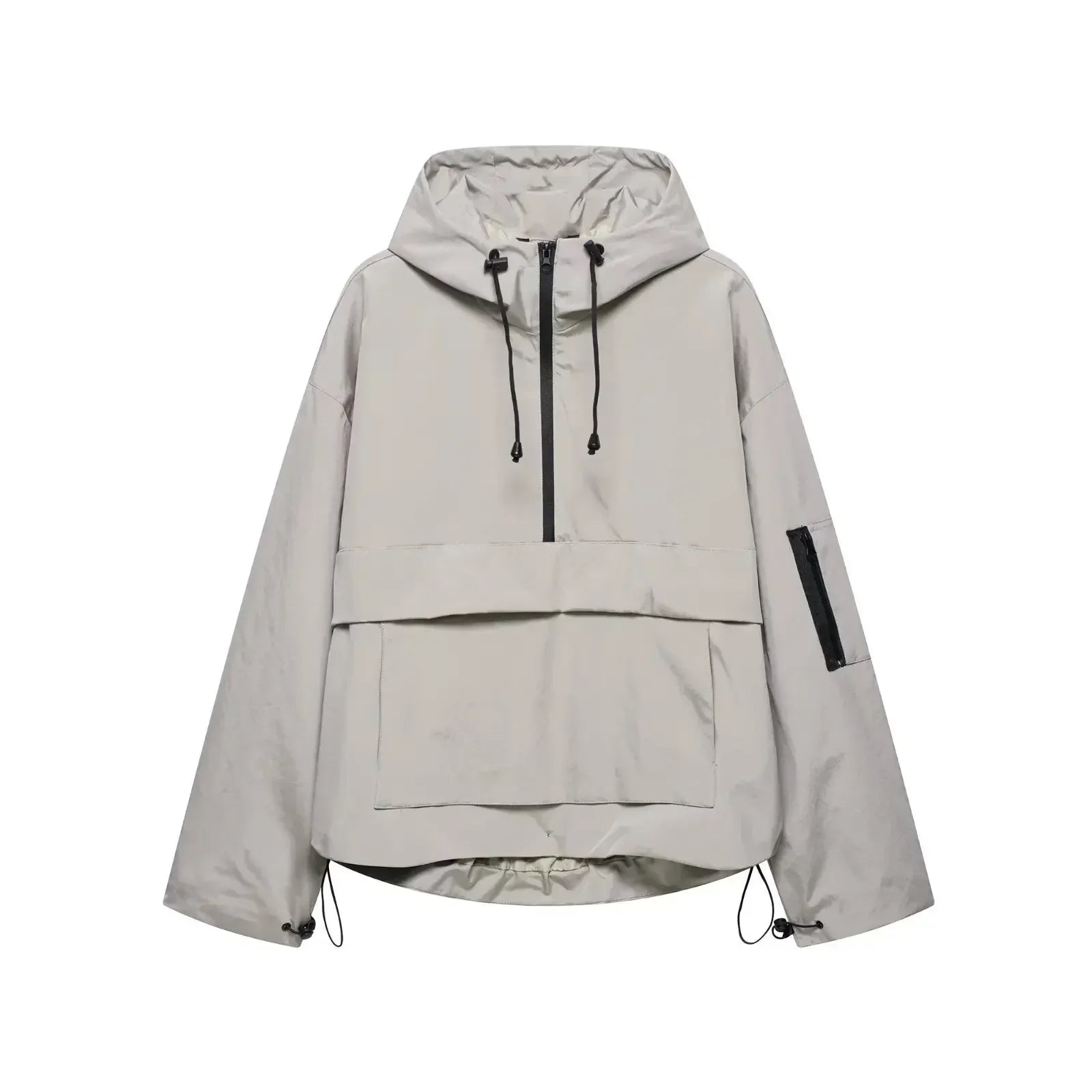 Women's white minimal hooded ski jacket with structured fit and clean silhouette for easy layering