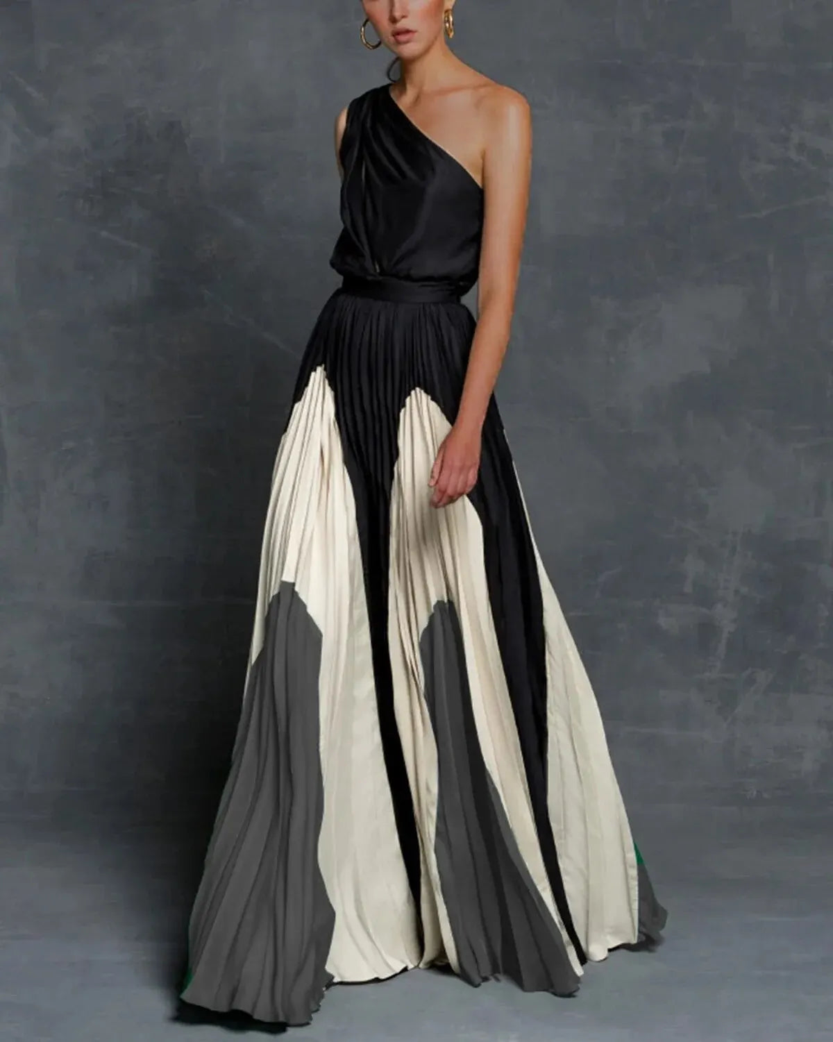 Aya one-shoulder maxi dress women elegant asymmetrical gown flowing silhouette for special occasions