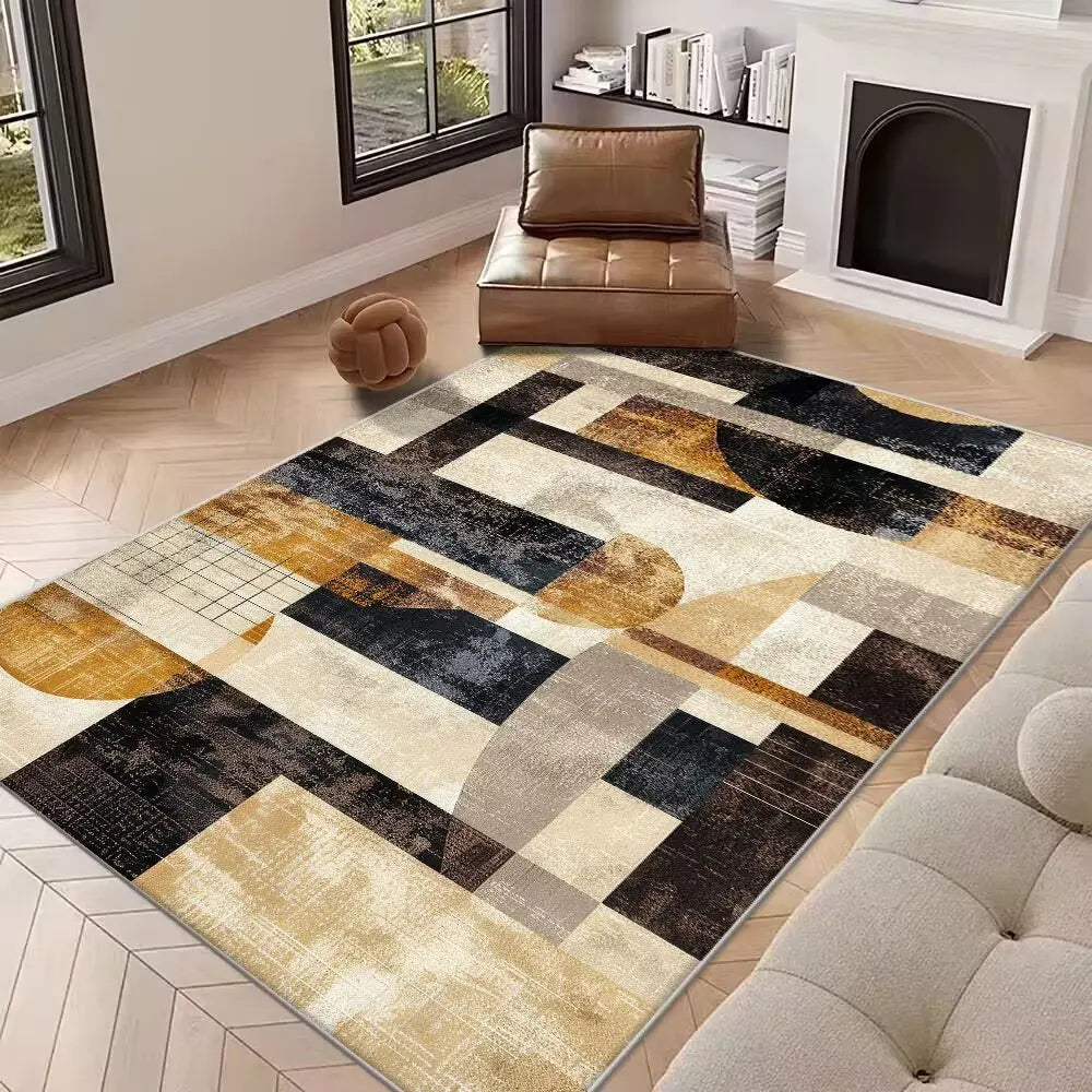 Modern abstract area rug non-slip washable large mat durable for kids pets living room