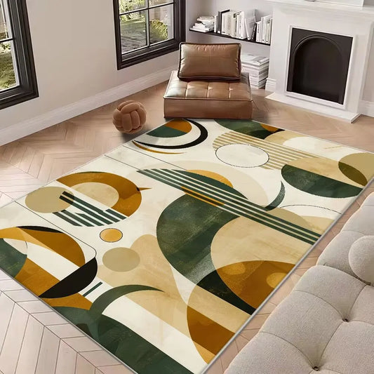 Modern abstract large area rug non-slip washable durable kids pets living room mat