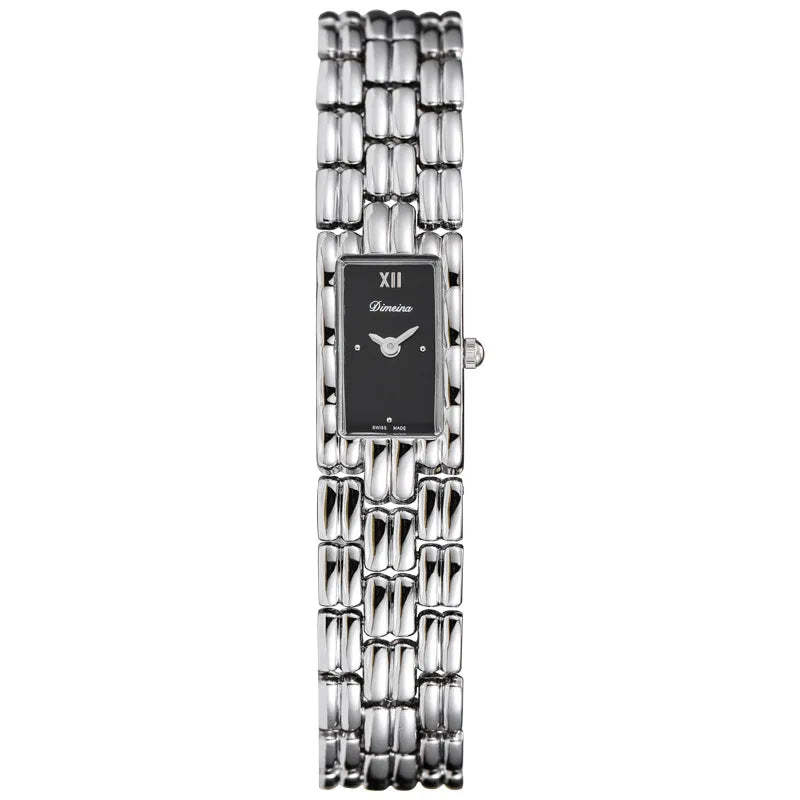 Isla women's rectangular gold-tone watch Roman numeral dial elegant link bracelet formal timepiece