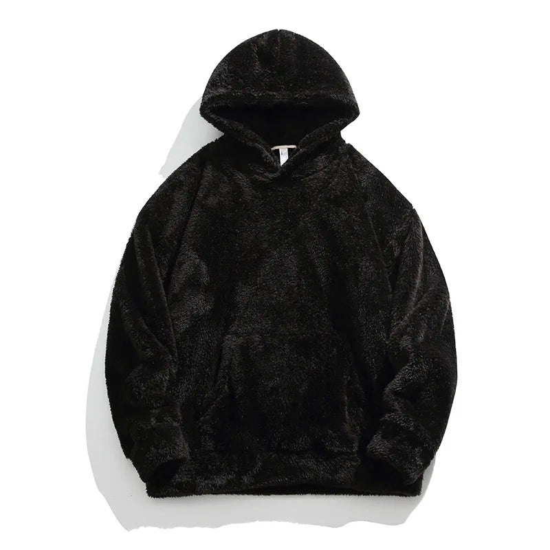 Men's oversized gray fleece hoodie relaxed fit with soft plush interior lining for everyday warmth