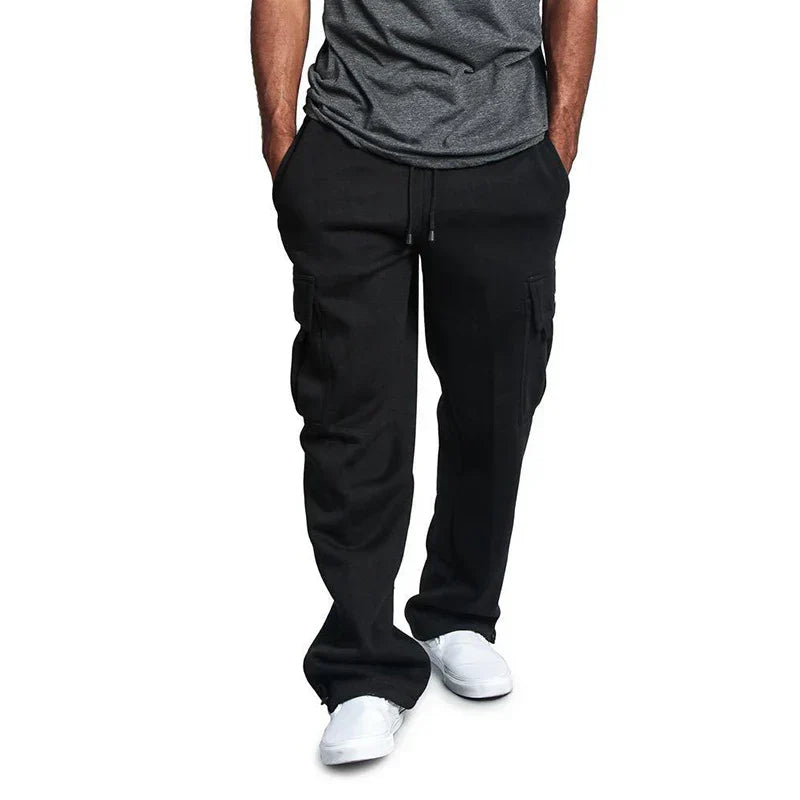 Men's khaki utility cargo pants with multi-pocket design, durable cotton blend for outdoor wear