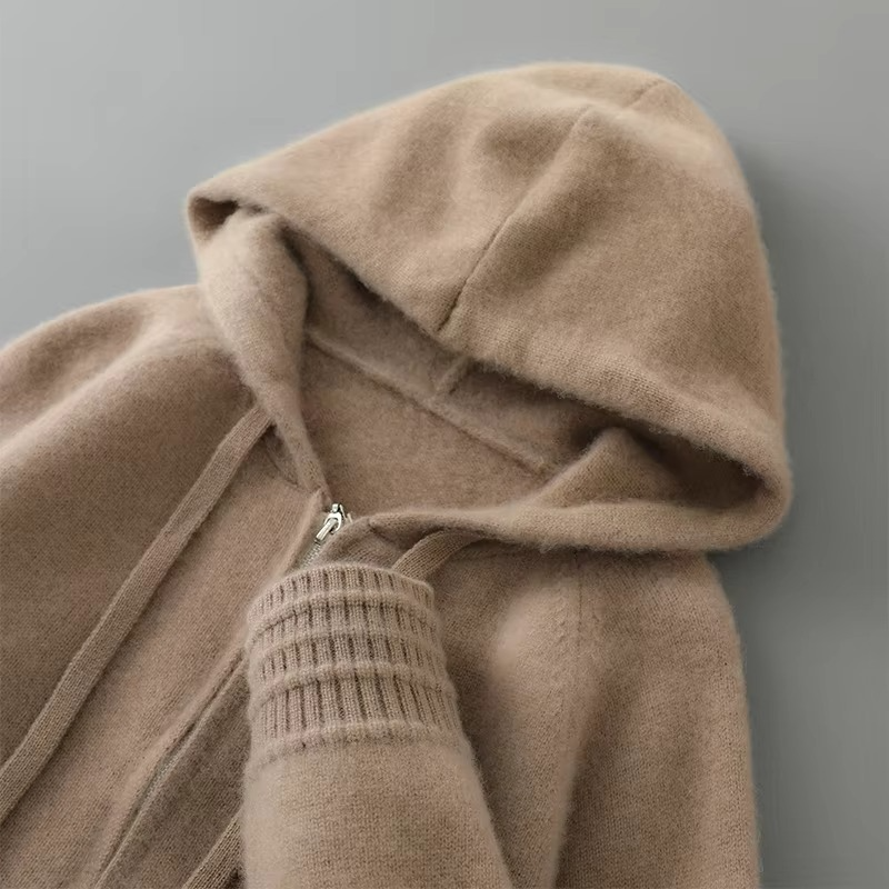 Men's merino wool hooded cardigan jacket slim-fit breathable knit everyday essential
