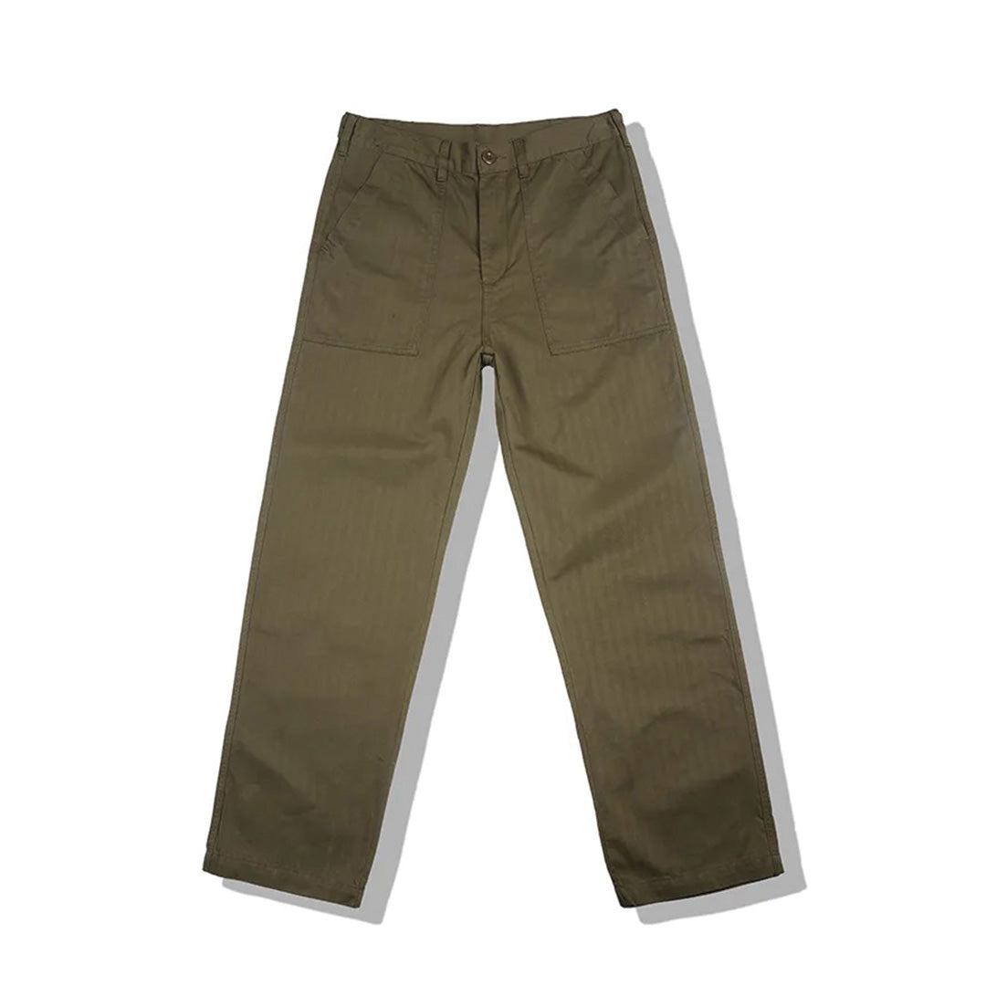 Men's herringbone cotton trousers military-inspired urban outdoor style with Finetex durable blend