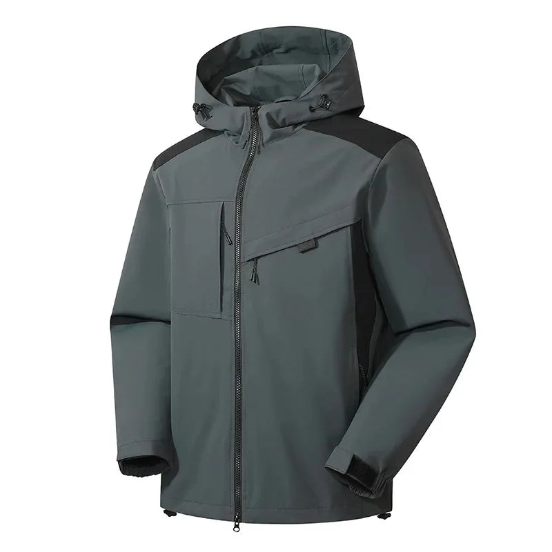 Men's insulated hooded ski jacket, streamlined fit, all-weather performance coat for slopes and daily wear