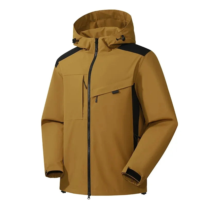 Men's insulated ski jacket with hood, streamlined winter coat for slopes and everyday cold weather