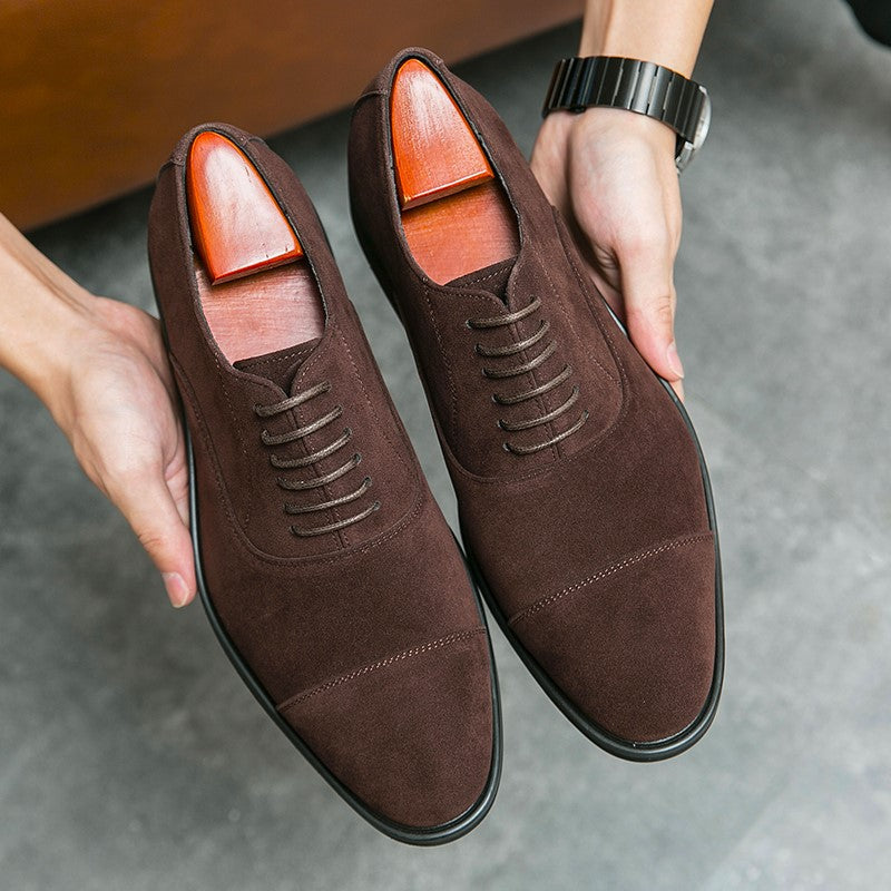 Urbann-Vibe Hamilton brown suede Oxford dress shoes with textured upper for all-day professional comfort