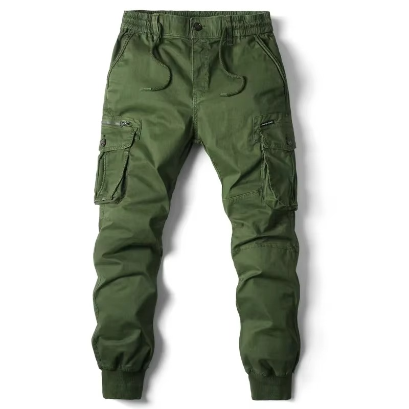 Men's relaxed fit cargo pants with multiple pockets in neutral tone, built for outdoor work and travel