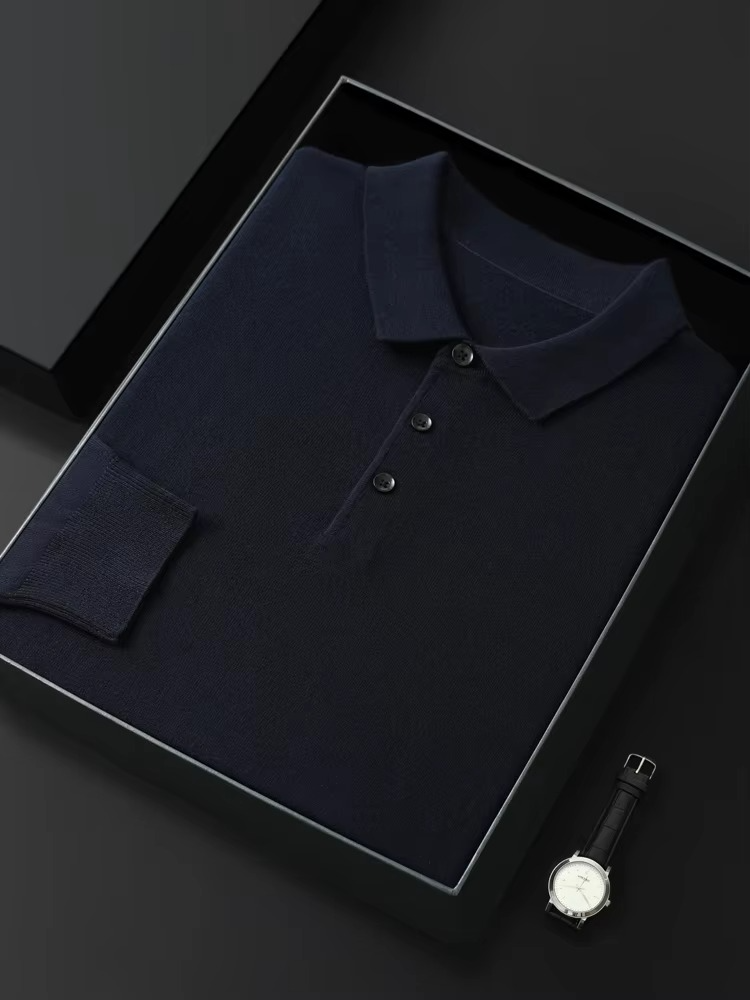Men's merino wool polo collar sweater lightweight slim fit ultra-soft cashmere blend everyday warmth