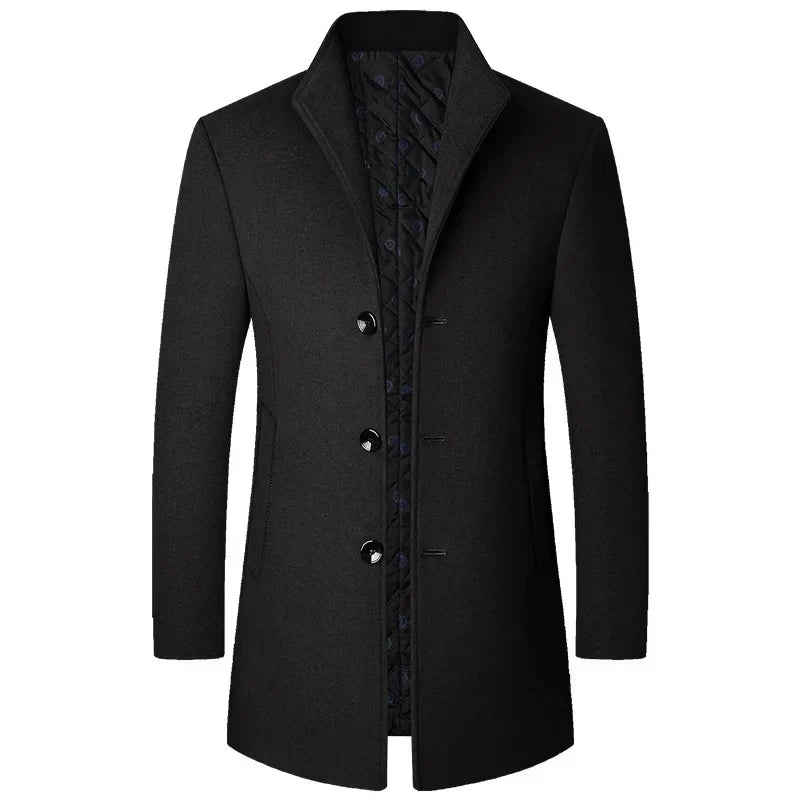 Mason men's long tailored overcoat with button closure, structured silhouette for a polished look