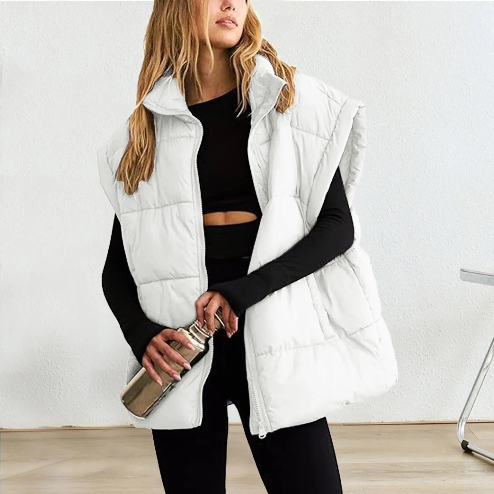 TrendAura puffer down vest cold weather layering thick warm padding outdoor modern silhouette