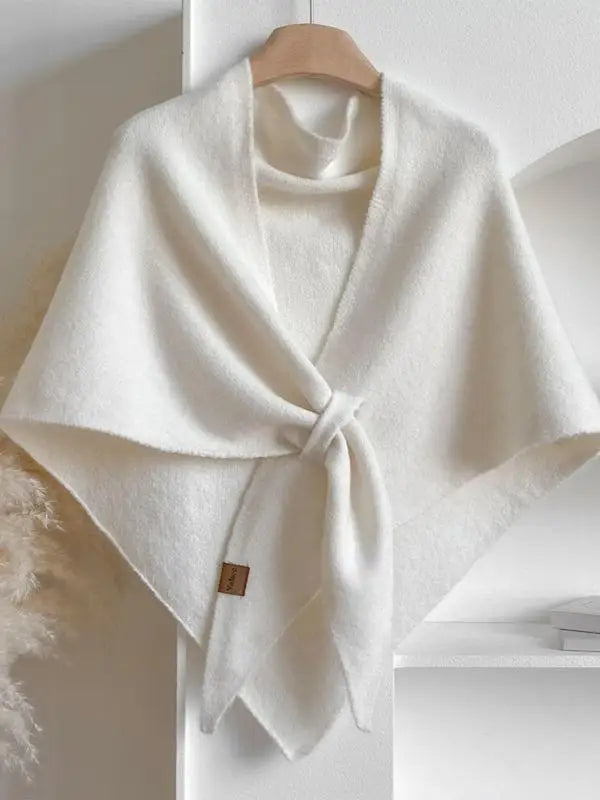 Women's soft winter knit shawl elegant wrap in solid color warm breathable all-day comfort