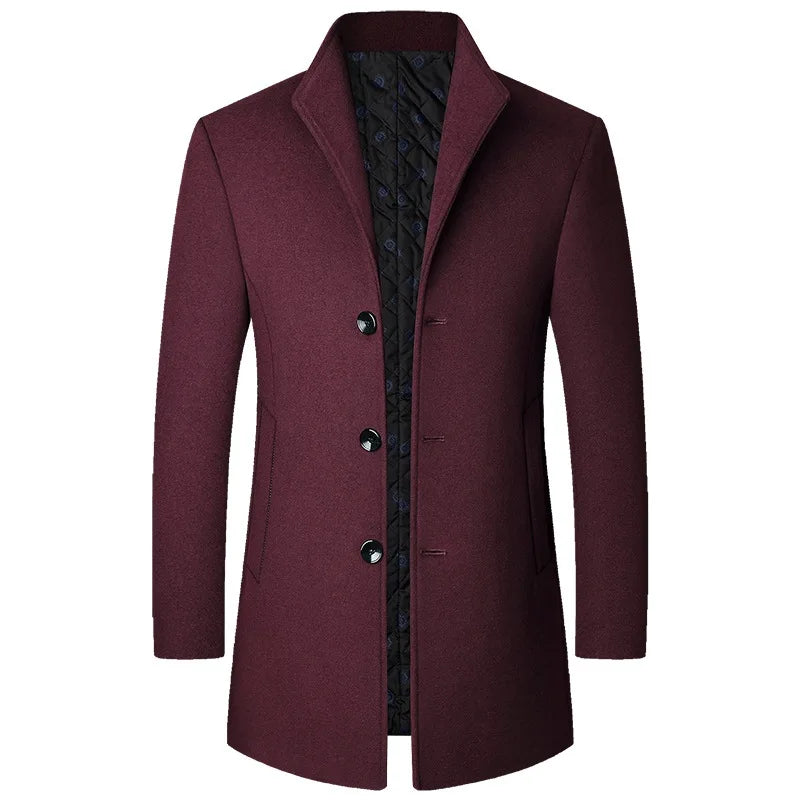 Mason men's long tailored overcoat with button closure, structured silhouette for polished cold-weather style
