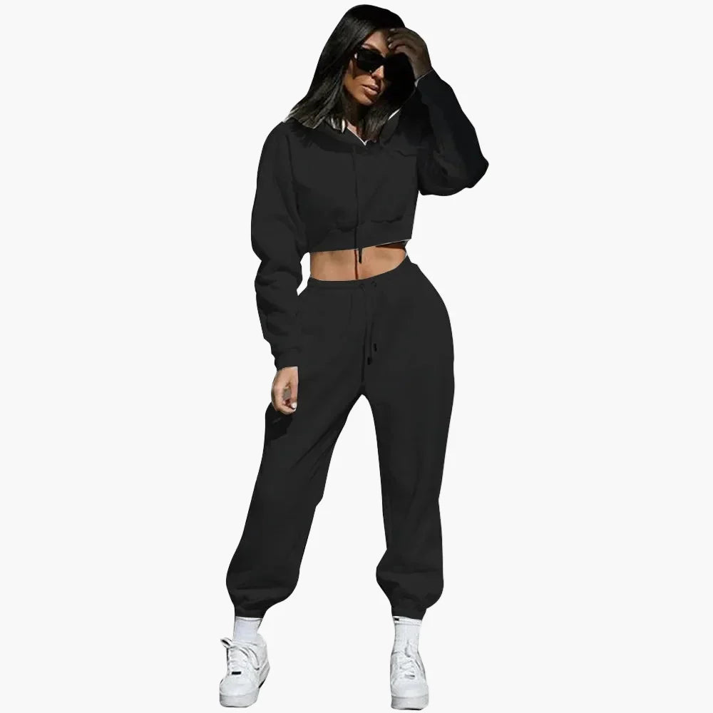 Women's casual tracksuit set hoodie and joggers two-piece athleisure coordinated sporty outfit