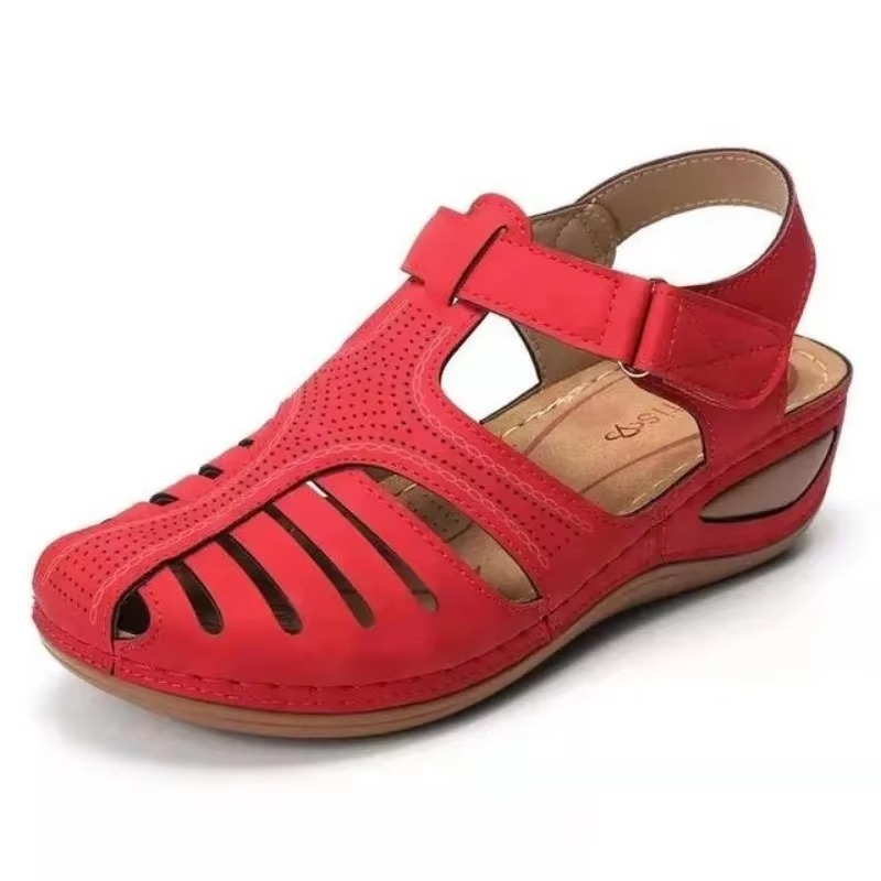 Women's orthopedic casual wedge flat sandals with bunion corrector support and cushioned sole
