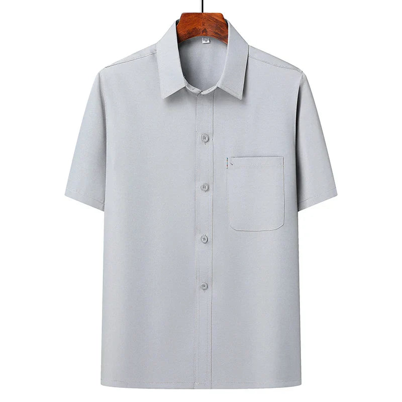 Men's beige lapel collar short-sleeve top and loose pants breathable summer matching set