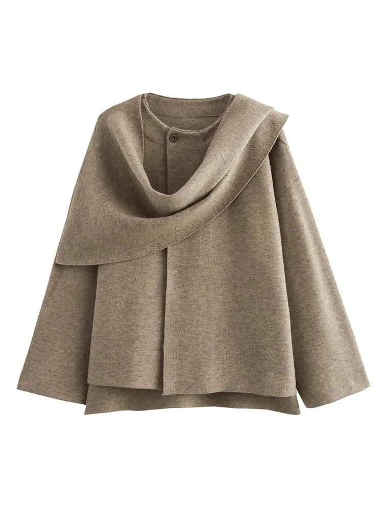 Ariana asymmetric knit commuter coat warm cozy split detailing urban autumn winter layering